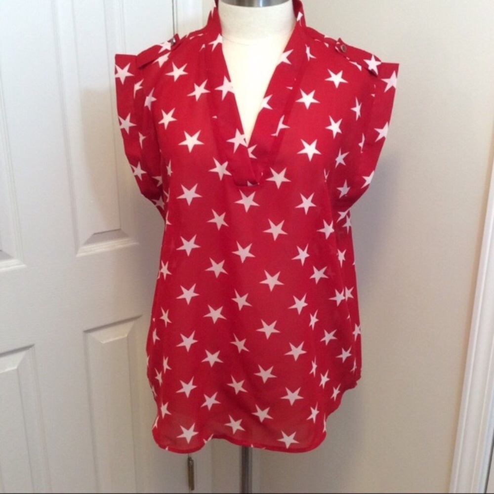 🆕 Antilia Femme Red White Stars Tank 4th July L